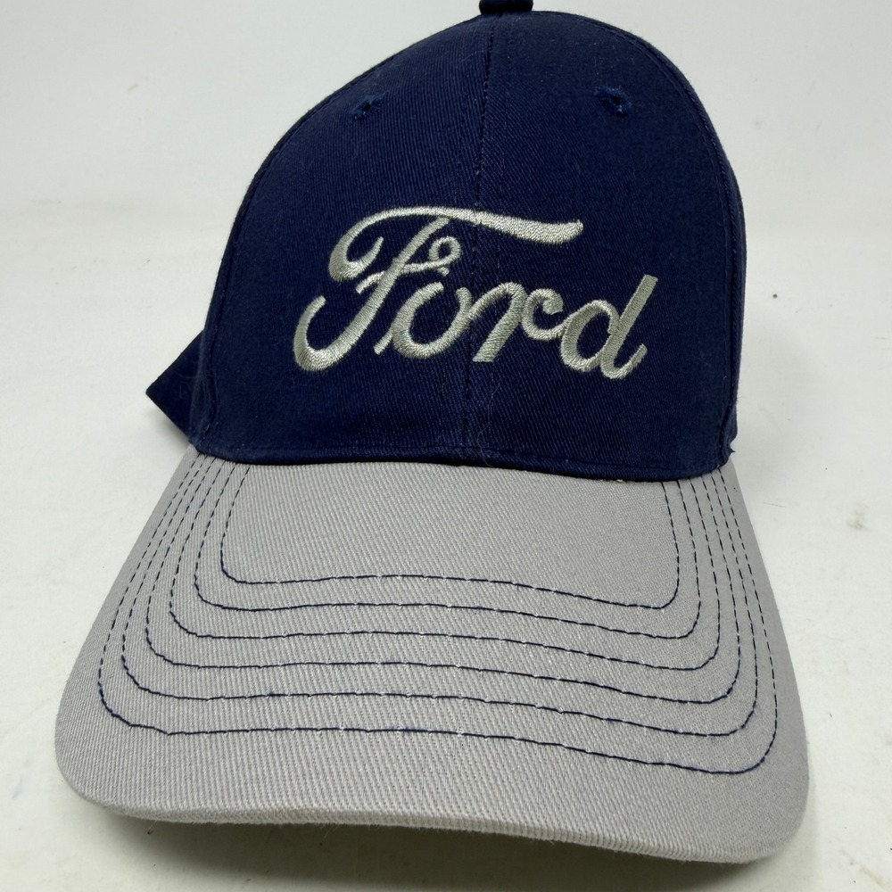 Ford Baseball Cap Mens OSFA Navy Blue Grey Embroidered Adjustable EUC